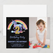 2e Rainbow Unicorn Birthday Invitations photo (Devant / Derrière)
