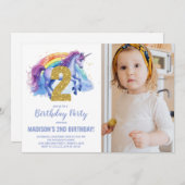 2e Rainbow Unicorn Birthday Invitations photo