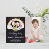 2e Rainbow Unicorn Birthday Invitations photo (Debout devant)