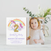 2e Rainbow Unicorn Birthday Invitations photo (Debout devant)