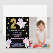 2e Rainbow Unicorn Invitations d'anniversaire avec (Devant / Derrière)