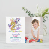 2e Rainbow Unicorn Invitations d'anniversaire avec (Debout devant)