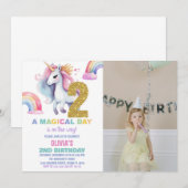 2e Rainbow Unicorn Invitations d'anniversaire avec (Devant / Derrière)