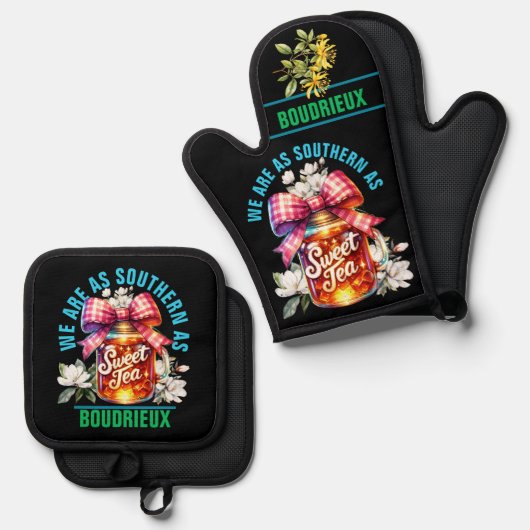 2e Southern Sweet Tea Oven Mitt & Pot Holder Set (Voorkant / Achterkant)