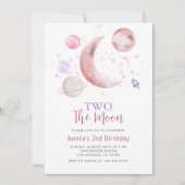 2e twee de maan verjaardag meisje kaart (Voorkant)