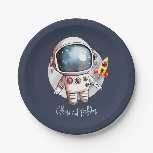 2e Twee De Maan Verjaardag Papieren Bordje (Voorkant)