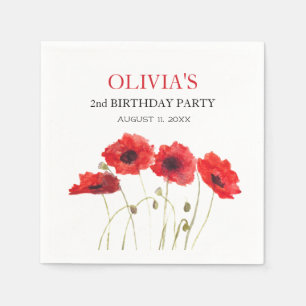2e Tweede Verjaardag Party Poppies Baby Girl Servet