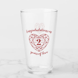 2e verjaardag 2 jaar liefde granaat op maat glas