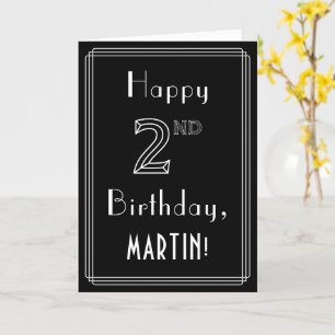 2e verjaardag: Art Deco Style # 2 & Custom Name Kaart