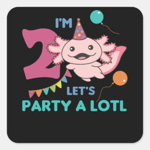 2e verjaardag Axolotl 2 jaar oude zoete Axolotls Vierkante Sticker