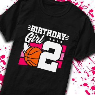 2e verjaardag Basketball Birthday 2 jaar oud meisj T-shirt