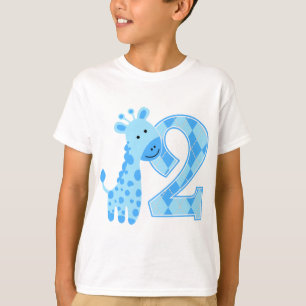 2e verjaardag blauwe Giraffe T-shirt