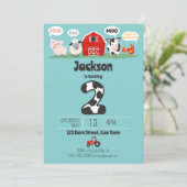 2e Verjaardag Boerderij Dieren Oink Baa Moo Kinder Kaart (Staand voorkant)