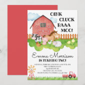 2e verjaardag boerderijdieren verjaardagsfeest kaart (Voorkant / Achterkant)