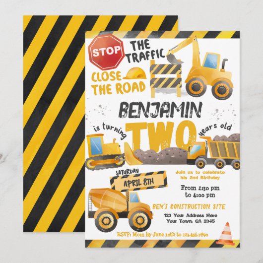 2e verjaardag bouw, dumptruck kaart (Voorkant / Achterkant)