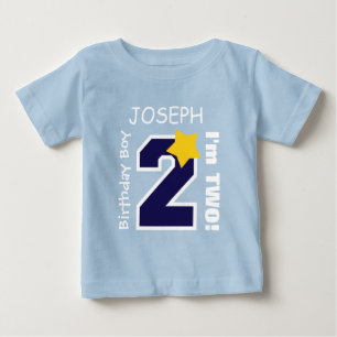 2e Verjaardag Boy BLUE One Year Custom Name A01A