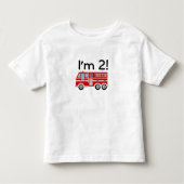 2e verjaardag brandweerauto kinder shirts (Voorkant)