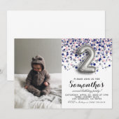 2e verjaardag confetti portret kaart (Voorkant / Achterkant)