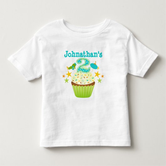 2e verjaardag Cupcake (Jongens) Kinder Shirts (Voorkant)