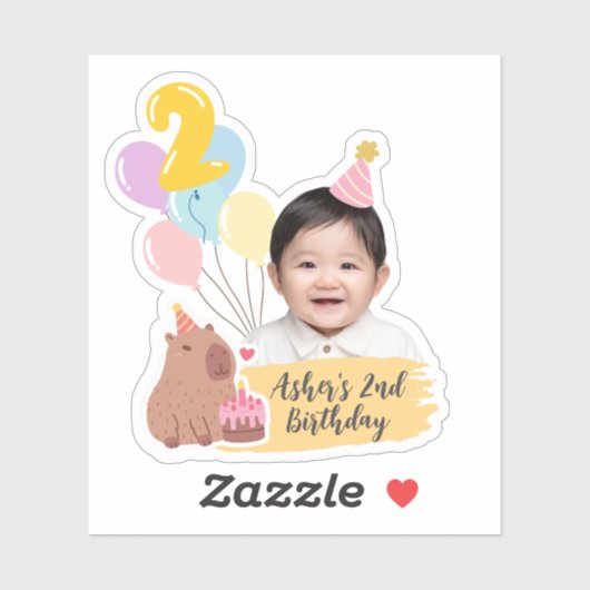 2e Verjaardag Custom Sticker Capybara Party Favor (Vel)