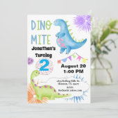 2e verjaardag Dino Mite Dinosaur Boy Kaart (Staand voorkant)