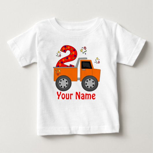 2e verjaardag Dump Truck Personalized T shirt (Voorkant)