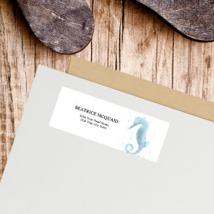 2e verjaardag Dusty Blue Seahorse Etiket