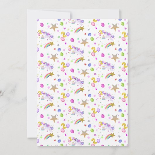 2e verjaardag Eenhoorn met taart uitnodiging (Achterkant)