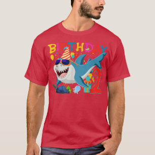 2e verjaardag familie haai kinderen twee twee  t-shirt