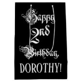 2e verjaardag: Fancy, elegant script + aangepaste  Medium Cadeauzakje (Achterkant)