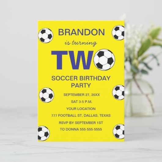 2e Verjaardag Feest Voetbal Gele Jongens Sport Kaart (Staand voorkant)