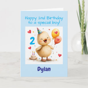 2e verjaardag felicitaties jongen, eendje, op maat kaart