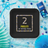 2e verjaardag: Floral Flowers Number, Custom Name Papieren Bordje (Feest)