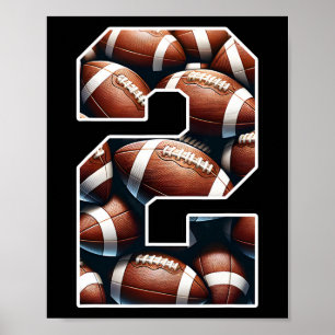 2e Verjaardag Football Boy Shirt 2 Jaar Oud Veld P Poster