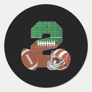 2e Verjaardag Football Thema 2 Jaar Oud Jongensfee Ronde Sticker