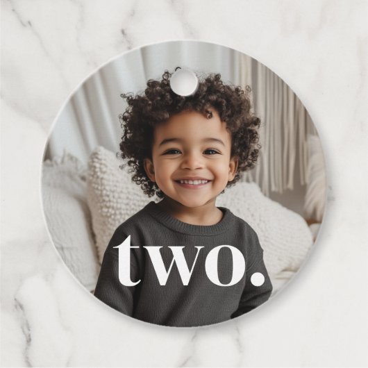 2e verjaardag foto - twee bedankjes labels (Voorkant)