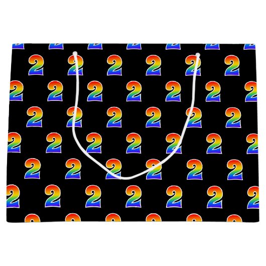 2e verjaardag: Fun Rainbow Event Number 2 Pattern Groot Cadeauzakje (Voorkant)