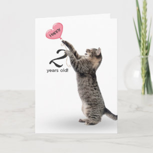 2e verjaardag gestreepte kat kaart