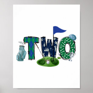 2e Verjaardag Golf Theme Party Golf Girl Boy Birth Poster