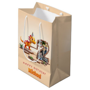 2e verjaardag grote aantal foto   Little Dino Drag Medium Cadeauzakje