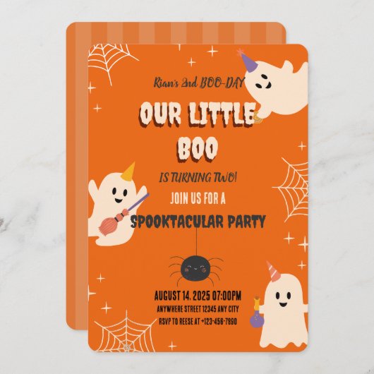 2e verjaardag Halloween uitnodiging (Voorkant / Achterkant)