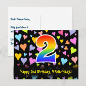2e verjaardag: Hartjes patroon, Regenboog 2 Briefkaart (Voorkant / Achterkant)