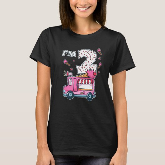 2e verjaardag Ice Cream Truck Crew I'm 2 Party Ice T-shirt (Voorkant)