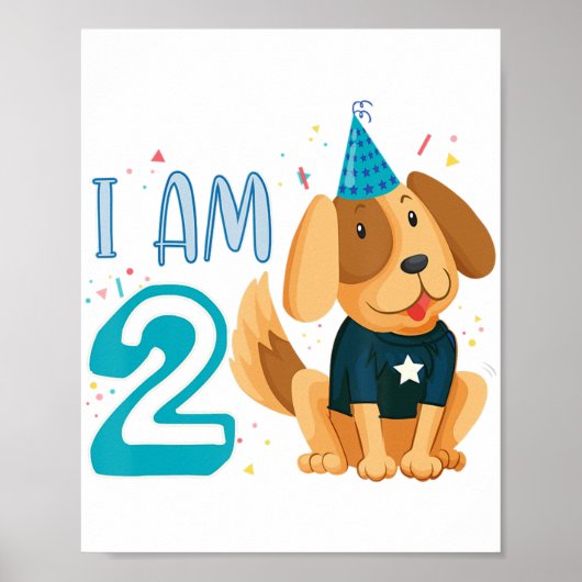 2e verjaardag Jongen Dog Puppy Children Ik ben 2 Poster (Voorkant)