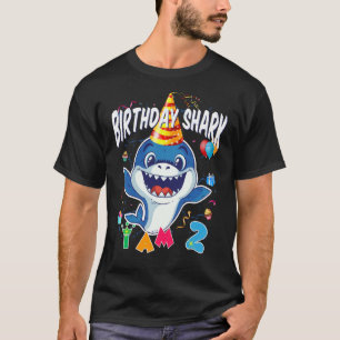 2e verjaardag Jongen Shark Birthday Party Ik ben 2 T-shirt