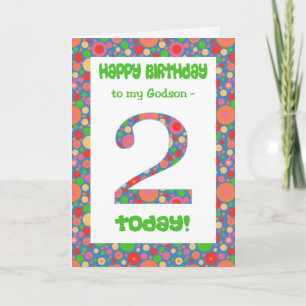 2e Verjaardag Kaart voor Godson, Bright en Bubbly