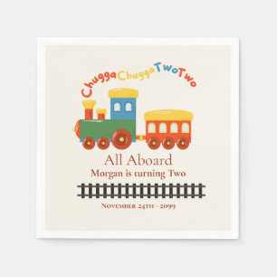 2e verjaardag kleurrijke trein Chugga Choo Two Servet