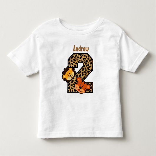 2e Verjaardag Leopard Tijger Leeuw 2 jaar oud Kinder Shirts (Voorkant)