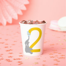 2e verjaardag moderne grijze olifant party cups