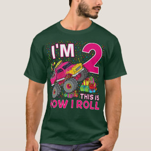 2e verjaardag Monster Truck Party Gift 2 Jaar Oud T-shirt